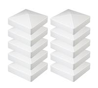 VVFLED 90 x 90mm Post Caps White 10 Pack Pyramid Vinyl Fence Post Caps for Wood Deck Mailbox Decor, UV-Resistant Waterproof Long-Lasting Protection Cover for Outdoor Post