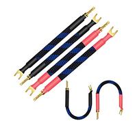 VVFLED BFA Speaker Jumper Cables with Banana Plugs, 4 Pack 20cm/7.8” BFA to Y Plug Bi-Wire HiFi Speaker Cable Bridge, 11AWG Gold Plated Spade for Home Theater