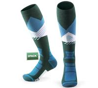 vvfxx Ski Socks 2-Pack for Men Skiing,Cold Weather Socks for Snowboarding,Winter, Hunting,Thick Thermal Knee-high Warm Socks, Green, 10-12