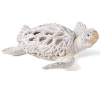 VVGIFTS Ocean Decor White Sea Turtle Coral Reef Home Office Decor Sculpture Beach Coastal Tabletop Shelf Collection (White)