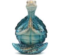 VVGIFTS Sea Turtle Meditation Yoga Decor, Garden Figurine Sea Turtle Meditating Coastal Beach Decorations, Zen Yoga Resin Statue for Home Office Decorations (Put The Palm Together)