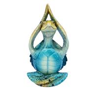 VVGIFTS Sea Turtle Meditation Yoga Decor, Garden Figurine Sea Turtle Meditating Coastal Beach Decorations, Zen Yoga Resin Statue for Home Office Decorations (Put The Palm up)
