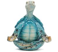 VVGIFTS Sea Turtle Meditation Zen Yoga Coastal Beach Resin Statue for Decor