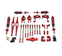 VVHKMSIL 10 Piece Set Metal Upgrade Main Beam Hydraulic Shock Absorber Pull Rod Steering Cup Compatible With 1/12 12429 RC Car(Red)