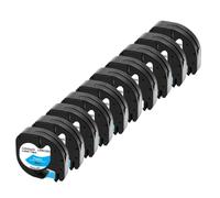 VVHKMSIL 10PK 91201 Compatible Label Tape Works With LT100H LT100T QX50 Label Printer Fits 91200 12267 91202 91203 LT Tape Models 12mm(Black on Blue)