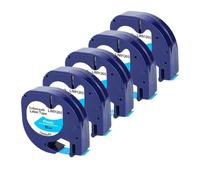 VVHKMSIL 5Pcs 12mm Compatible Label Tape LT91201 12267 LT91200 LT91202 Self Adhesive Tape For LT100H 100T Compatible Label Printer(Black on Blue)