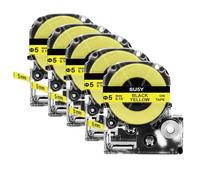 VVHKMSIL 5Pcs SU5S Compatible Heat Shrink Tube For 3mm 5mm 11mm Label Tapes Works With LW300 LW400 Label Maker(5mm Yellow)