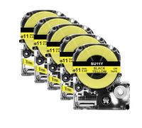 VVHKMSIL 5PK Heat Shrink Tube Compatible With SU5S SU5Y SU3W SU3Y SU11S SU11Y For LW300 LW400 LW500 Label Tape(11mm Yellow)