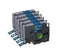 VVHKMSIL 5PK RW34 12mm Satin Ribbon Tapes Compatible With RE34 RN34 R234 R231 Label Maker PTH110(Gold on Navy)