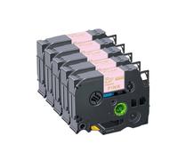VVHKMSIL 5PK RW34 12mm Satin Ribbon Tapes Compatible With RE34 RN34 R234 R231 Label Maker PTH110(Gold on Pink)