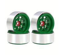 VVHKMSIL Aluminum 1.0 Inch Deep Dish Wheel Hub With Ball Bearings Stamped Steel Hub Compatible With 1/18 1/24 RC SCX24 AX24(Green)