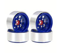 VVHKMSIL Aluminum 1.0 Inch Deep Dish Wheel Hub With Ball Bearings Stamped Steel Hub Compatible With 1/18 1/24 RC SCX24 AX24(Blue)