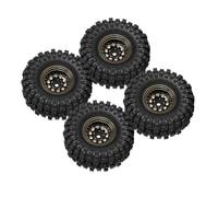 VVHKMSIL Black Coating Brass 1.0" Beadlock Wheel Tires Set Compatible With 1/24 1/18 RC Crawler Car SCX24 AX24 Universal Fit