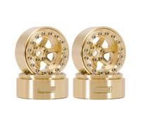 VVHKMSIL Brass 1.3 Inch Beadlock Wheel Rims 2 Piece Compatible With RC Car Parts RC Models 1/24 Scale 1/18 Scale(Brass)