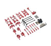VVHKMSIL Metal Upgrade Swing Arm Steering Cup Steering Group 9 Piece Set Compatible With RACING 1/14 LC12B1 EMB-1H-DTH-MTH(Red)
