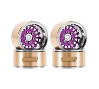 VVHKMSIL Universal Fit ModuWheel 1.0 Brass And Aluminum Beadlock Wheels Compatible With 1/18 1/24 RC Crawlers Aftermarket Replacement(Purpule)
