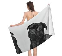 vvhmghda Cute Black Pug Dog Print Microfiber Absorbent Bath Towel,80 * 130 Cm,Suitable Forfitness,Bathroom,Sports.