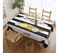 vvhmghda Stripe Don'T Kill My Vibe Print Rectangular Tablecloth,Suitable For Buffets,Farmhouses,Parties And Banquets.