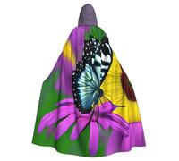 vvhmghda Unisex Full Butterfly On Daisy Flower Print Hooded Robe Cloak Costume,Costume Party,Halloween Cape,Themed Party Cape.