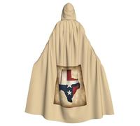 vvhmghda Unisex Full Texas State Flag Map With Two White Stars Print Hooded Robe Cloak Costume,Costume Party,Halloween Cape,Themed Party Cape.