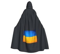 vvhmghda Unisex Full Ukrainian Flag Print Hooded Robe Cloak Costume,Costume Party,Halloween Cape,Themed Party Cape.