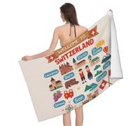 vvhmghda Welcome To Switzerland Travel Print Microfiber Absorbent Bath Towel,80 * 130 Cm,Suitable Forfitness,Bathroom,Sports.