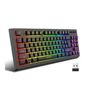 VVHUDA 2.4G Wireless Keyboard, 87 Keys RGB LED Backlight Ergonomic 1800mAh Rechargeable Gaming Keyboard, USB2.0 Office Keyboards for PC, Notebook (Black) small gift