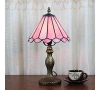 VVHUDA 8 Inch Pink Pastoral Antique Luxury Tiffany Style Handmade Glass Table Lamp Bedside Bed Room Children's Light small gift