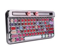 VVHUDA Bluetooth Colorful Computer Keyboards, 76Keys Portable Wireless Mechanical Keypad Retro Typewriter Punk Keyboard with Card Slot Type Bracket (Colorful Silver) small gift