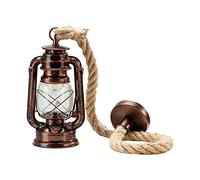 VVHUDA LED Pendant Lighting, Vintage Nautical Kerosene Pendant Lamp 1-Head Natural Rope with with Glass Shade Hanging Ceiling Light for Living Room Bedroom Dining Room Kitche, in Copper Small Gift