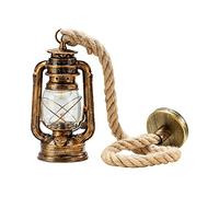 VVHUDA LED Pendant Lighting, Vintage Nautical Kerosene Pendant Lamp 1-Head Natural Rope with with Glass Shade Hanging Ceiling Light for Living Room Bedroom Dining Room Kitche, in Brass Small Gift
