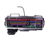 VVHUDA Mechanical Keyboard, 104 Keys Aluminum Alloy USB RGB Backlit Gaming Keypad, Durable Portable Wired Key pad, for PC Computers Gamer(black) small gift