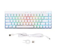 VVHUDA Mechanical Keyboard,68 Keys RGB Dynamic Backlight,Three Modes 1800mAh Battery N Key Rollover,White Mechanical Gaming Keyboard,For Gamer(Tea shaft) small gift