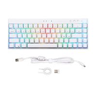 VVHUDA Mechanical Keyboard,68 Keys RGB Dynamic Backlight,Three Modes 1800mAh Battery N Key Rollover,White Mechanical Gaming Keyboard,For Gamer(Red shaft) small gift