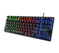 VVHUDA Mechanical Keyboard, 87 Keys LED USB Wired Gaming Keypad, Sensitive Triggering Lightweight Portable Two Colors Stitching PC Keyboards, for Desktop Laptop Gamer(black) small gift