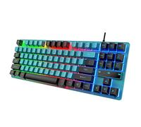 VVHUDA Mechanical Keyboard, 87 Keys LED USB Wired Gaming Keypad, Sensitive Triggering Lightweight Portable Two Colors Stitching PC Keyboards, for Desktop Laptop Gamer(Blue black) small gift