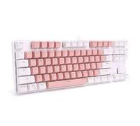 VVHUDA Mechanical Keyboard, 87 keys Wired USB Mixed Light With multimedia buttons, for Desktop Laptop(pink with white) small gift
