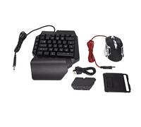 VVHUDA One Hand Gaming Keyboard Mouse Converter Adapter Combo, 35 keys USB Wired Mechanical RGB LED Backlit Keypad Mice, for Computer Gamer(black) small gift