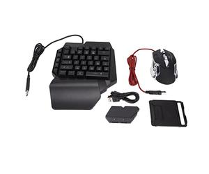 VVHUDA One Hand Gaming Keyboard Mouse Converter Adapter Combo, 35 keys USB Wired Mechanical RGB LED Backlit Keypad Mice, for Computer Gamer(black) small gift