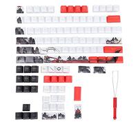 VVHUDA PBT Keycaps, 110 Key English Style Sublimation Keycap, With Cartoon Animation Elements for Universal PC Gaming Mechanical Keyboard(white) small gift