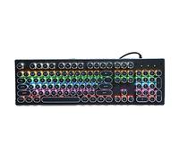 VVHUDA Retro Mechanical Keyboard, 104 Keys Punk Style Round Key Gaming Mechanical Keyboard Ergonomic Design with Colorful Mixed Light, for Desktop and Notebook Computers(black) small gift
