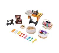 Vvikizy 1:12 Miniature Sewing House Scene Model Accessories, Vintage Dollhouse Sewing Machine Kit with Textures, for Collectors and Hobbyists
