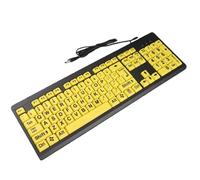 Vvikizy 108-Key Yellow Button Keyboard with Large Letter Print, Easy Operation for OS X/Adjustable Typing Angle, Long Service Life