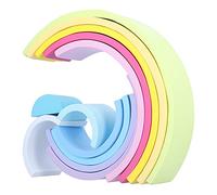 Vvikizy 12PC SemiCircular Puzzle Building Blocks Wooden Toy for Kids Hand-Eye Coordination (Multi Color)