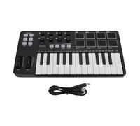 Vvikizy 25 Key USB MIDI Keyboard Controller, Velocity Sensitive Keys with 8 Backlit Drum Pads 8 Knobs Arpeggiator Chord Mode, for Music Production Recording Studio Compatible