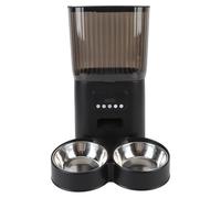 Vvikizy Automatic Cat Food Dispenser Scheduled Feeding Practical Cat Feeder for Managing Diet Sturdy Material (Dual Bowls)