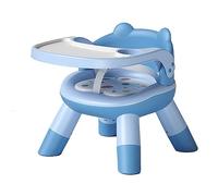 Vvikizy Baby Dining, Toddler High Chair Adjustable Backrest Multifunctional Stool for Home Travel with Cartoon Design Plastic PVC Material (Blue)