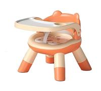 Vvikizy Baby Dining, Toddler High Chair Adjustable Backrest Multifunctional Stool for Home Travel with Cartoon Design Plastic PVC Material (Orange)