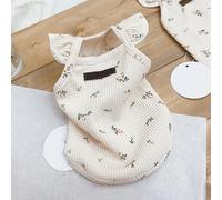 Vvikizy Breathable Dog Bottoming Shirt with Flutter Sleeves, Skin Friendly Cotton Material, Easy to Wear, Ideal for Pets, Milk Tea Floral Pattern (L)