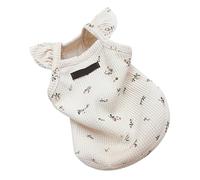 Vvikizy Breathable Dog Bottoming Shirt with Flutter Sleeves, Skin Friendly Cotton Material, Easy to Wear, Ideal for Pets, Milk Tea Floral Pattern (M)